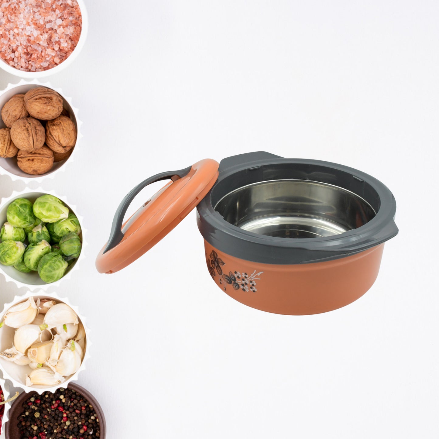 Casserole Box For Food Searving Inner Steel Insulated Casserole Hot Pot Flowers Printed Chapati Box For Roti Kitchen (Approx 2500 Ml) - LootFaat