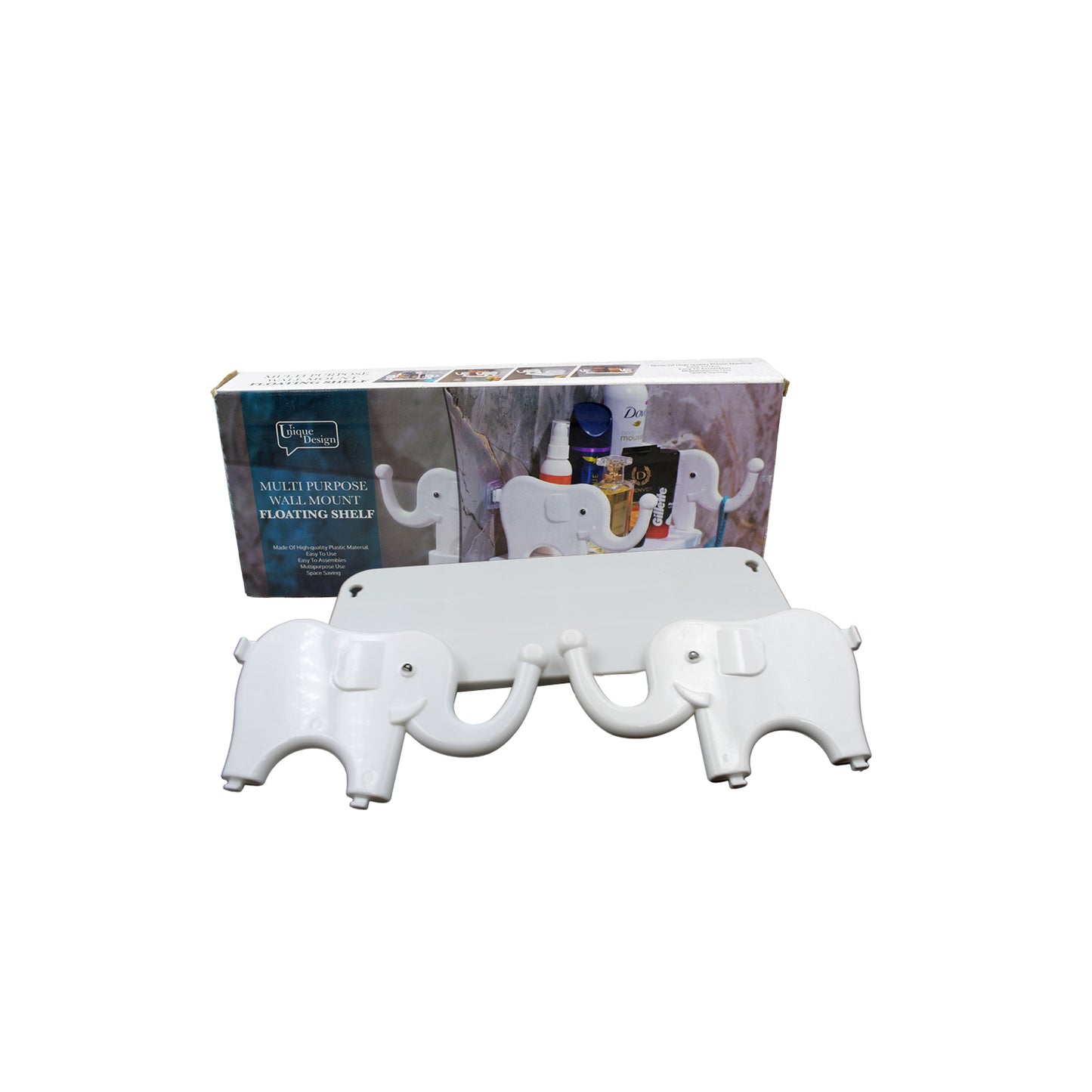 Multifunctional Elephant Shaped Storage Shelf No Punching Wall Mounted Mini Storage Rack Creative Cute Elephant Shelf Organizer For Kitchen Bathroom Bedroom Study - LootFaat