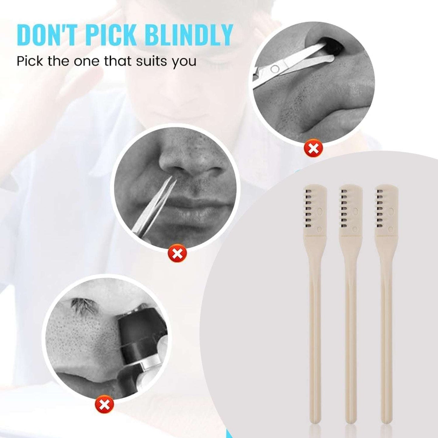 Nose Hair Removal Trimmer Nose Hair Remover Razor Kit Blade (3 Pcs Set) - LootFaat