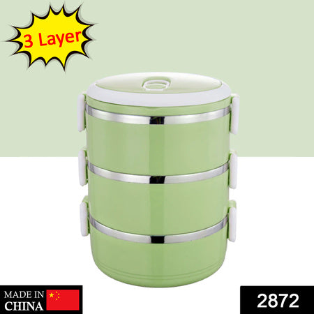 Multi Layer Stainless Steel Hot Lunch Box (3 Layer) - LootFaat