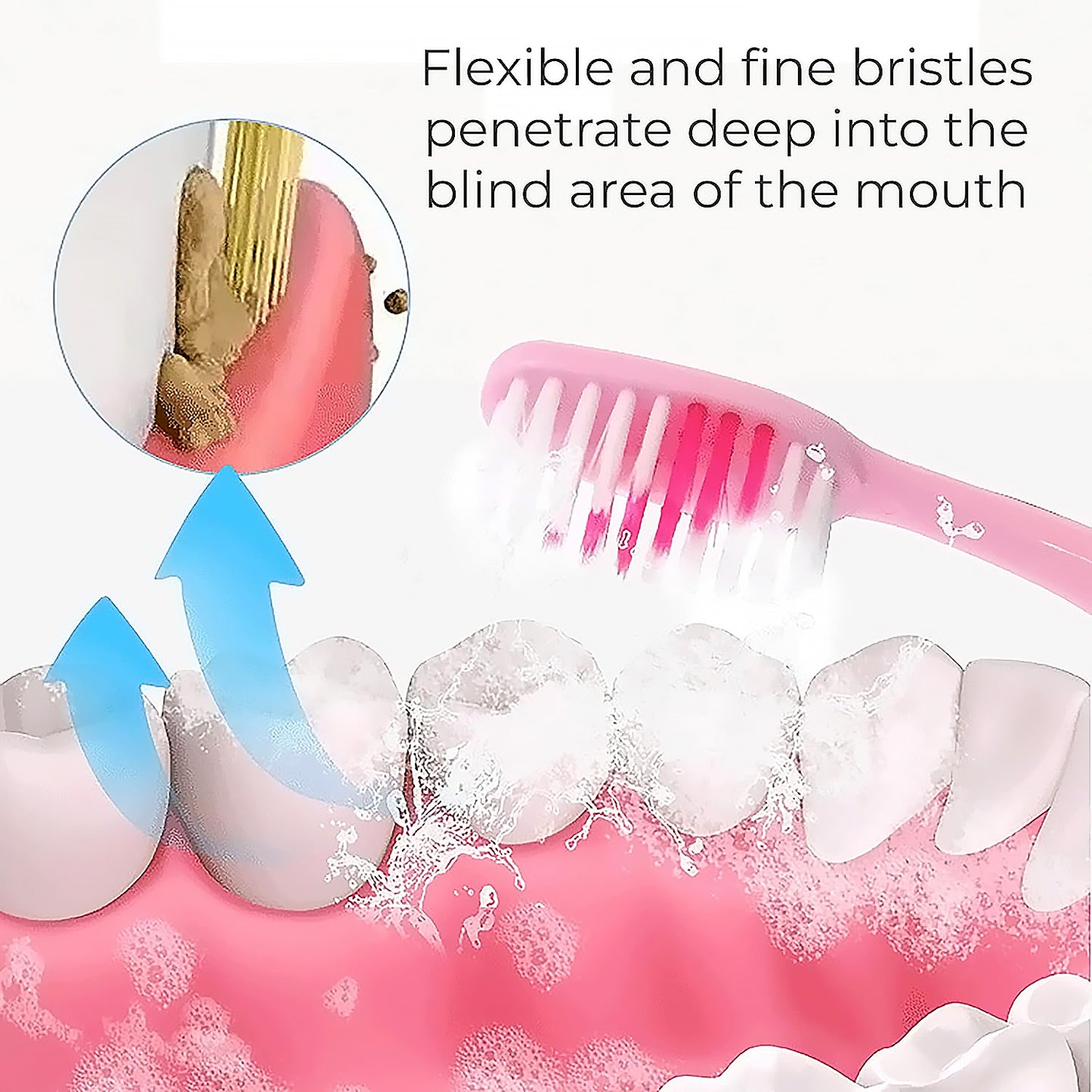 2-in-1 Tooth Brush With Tongue Scraper Soft Bristle Long Handle (8pcs) Soft Toothbrush - LootFaat