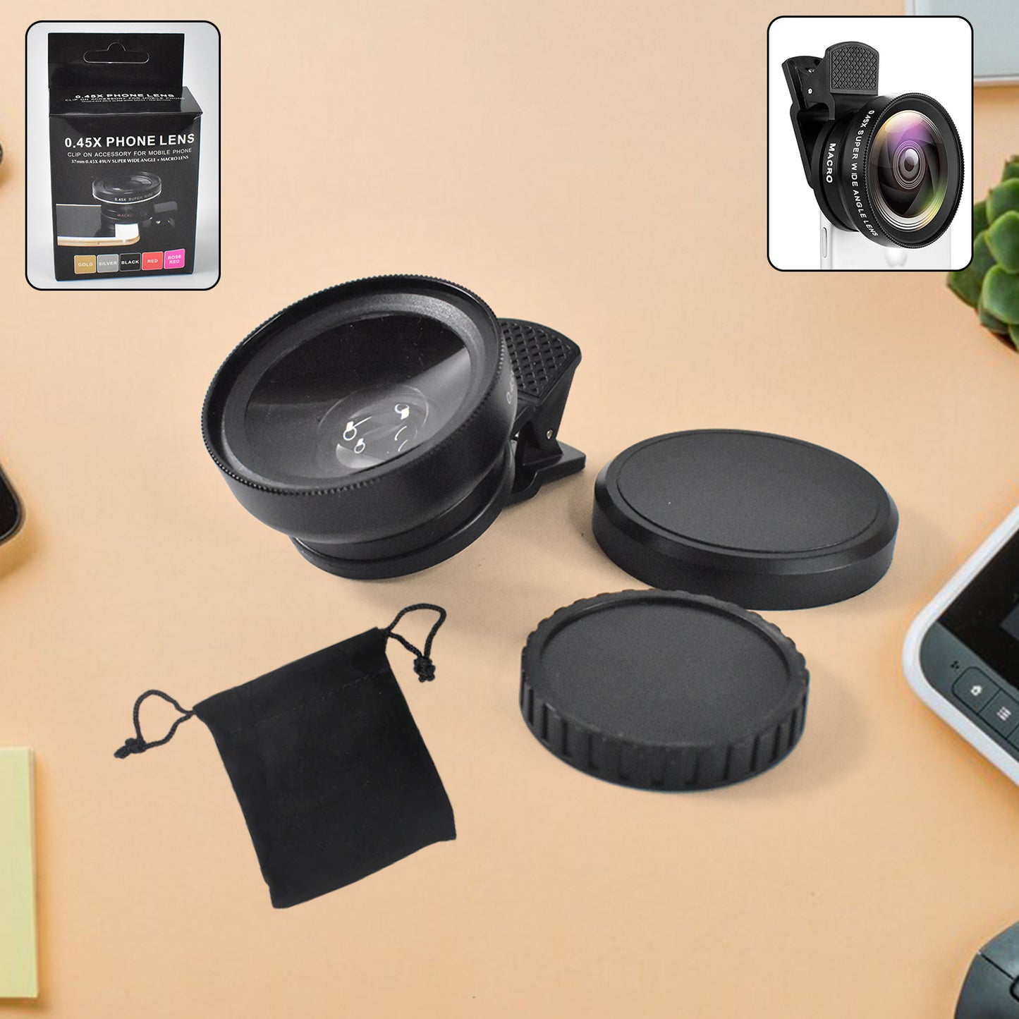 0.45x Camera Lens External Phone Lens Phone Camera Lens (With Color Box 1 Pc) - LootFaat