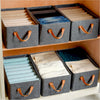 Foldable Storage Box with Lid & Handles - Linen Fabric (45cm)