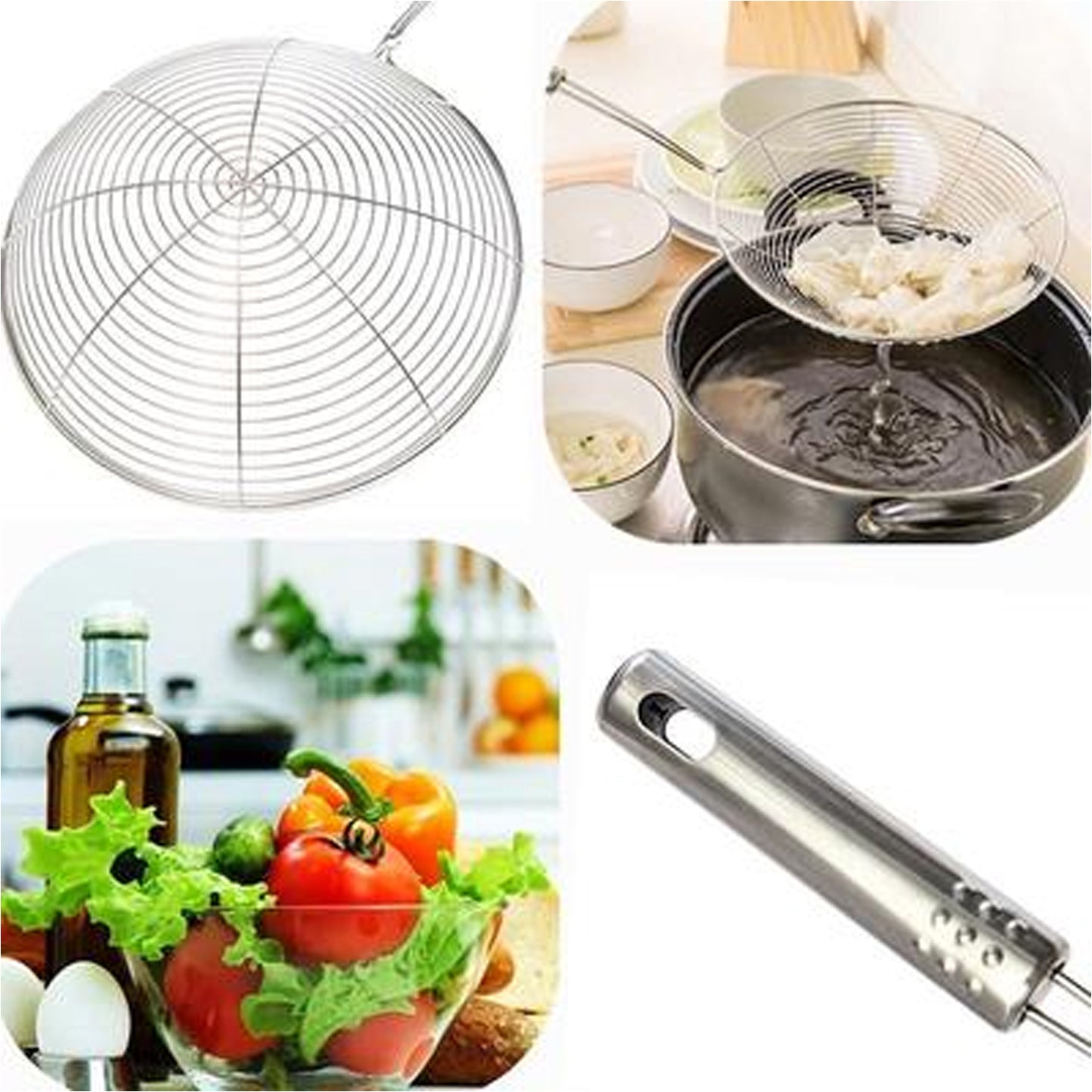 Large Oil Strainer To Get Perfect Fried Food Stuffs Easily Without Any Problem And Damage. - LootFaat