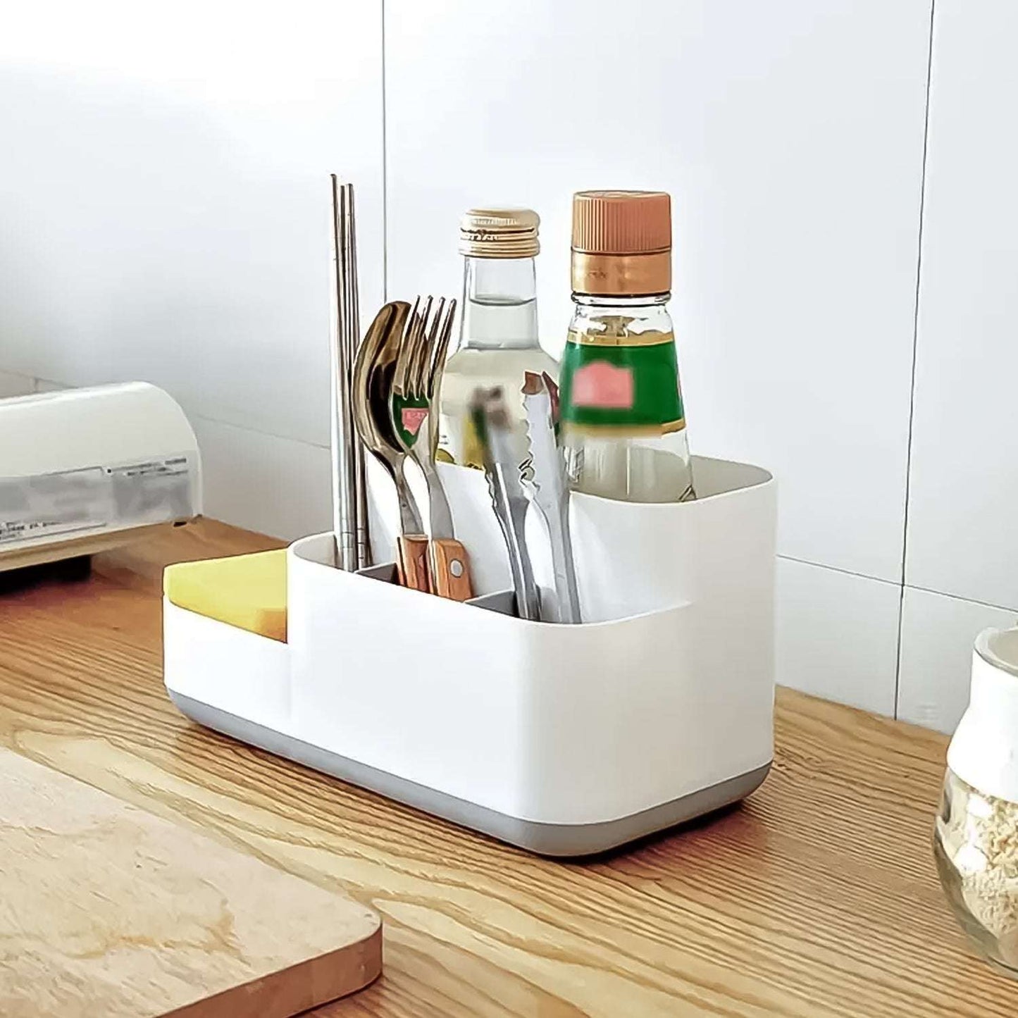 Plastic Multipurpose 5 Compartment Bathroom Desk Organizer Holder (1 Pc) - LootFaat