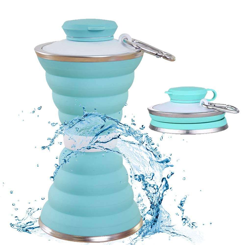 Silicone Traveling Water Bottle Bpa Free - Leak Proof Lightweight Collapsible - Small Folding Refillable And Space Saver For Camping Gym Sports Hiking Biking Yoga Outdoor - LootFaat