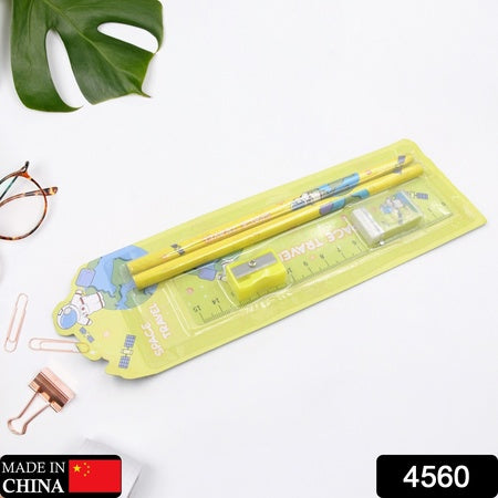 Wooden Pencil Set Stationary Set 5 In 1 Items Educational Item For School Going Kids Stationary Set For Girls Boysstationary For Schoolgift Pack For Girls Kidsbirthday Gift Kids (5 Pc Set - LootFaat