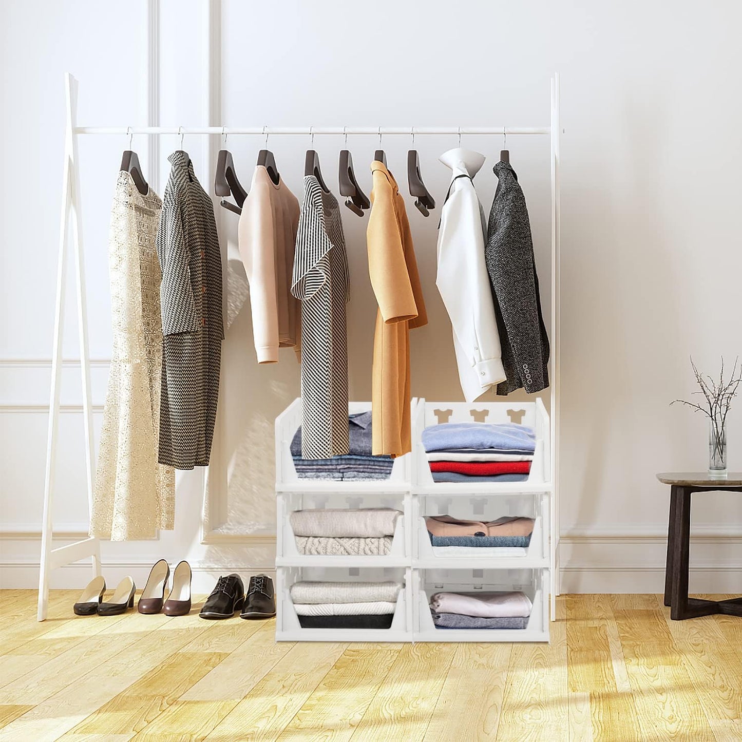 3 Layer Stackable Multifunctional Storagefor Clothes Foldable Drawer Shelf Basket Utility Cart Rack Storage Organizer Cart For Kitchen Pantry Closet Bedroom Bathroom Laundry(3 Layer 1 Pc) - LootFaat