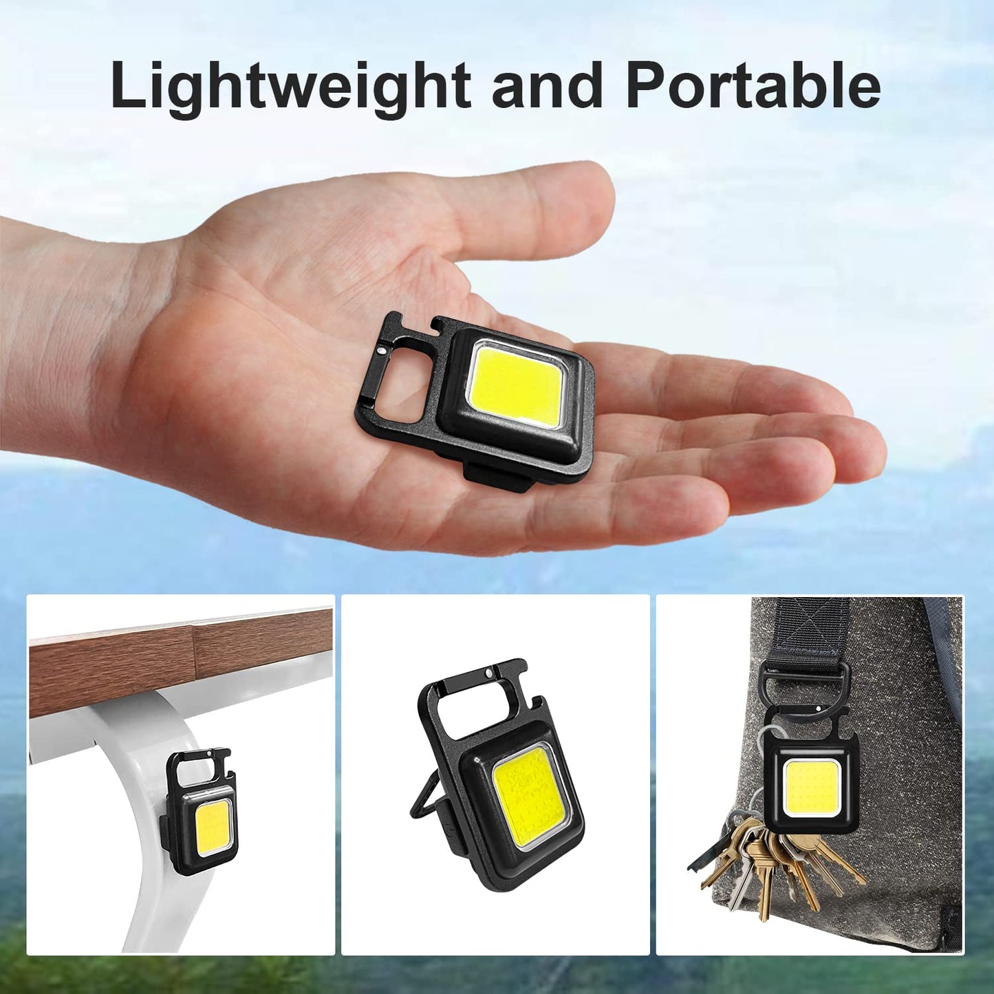 Rechargeable Keychain Mini Flashlight With 4 Light Modesultralight Portable Pocket Light With Folding Bracket Bottle Opener And Magnet Base For Camping Walking - LootFaat