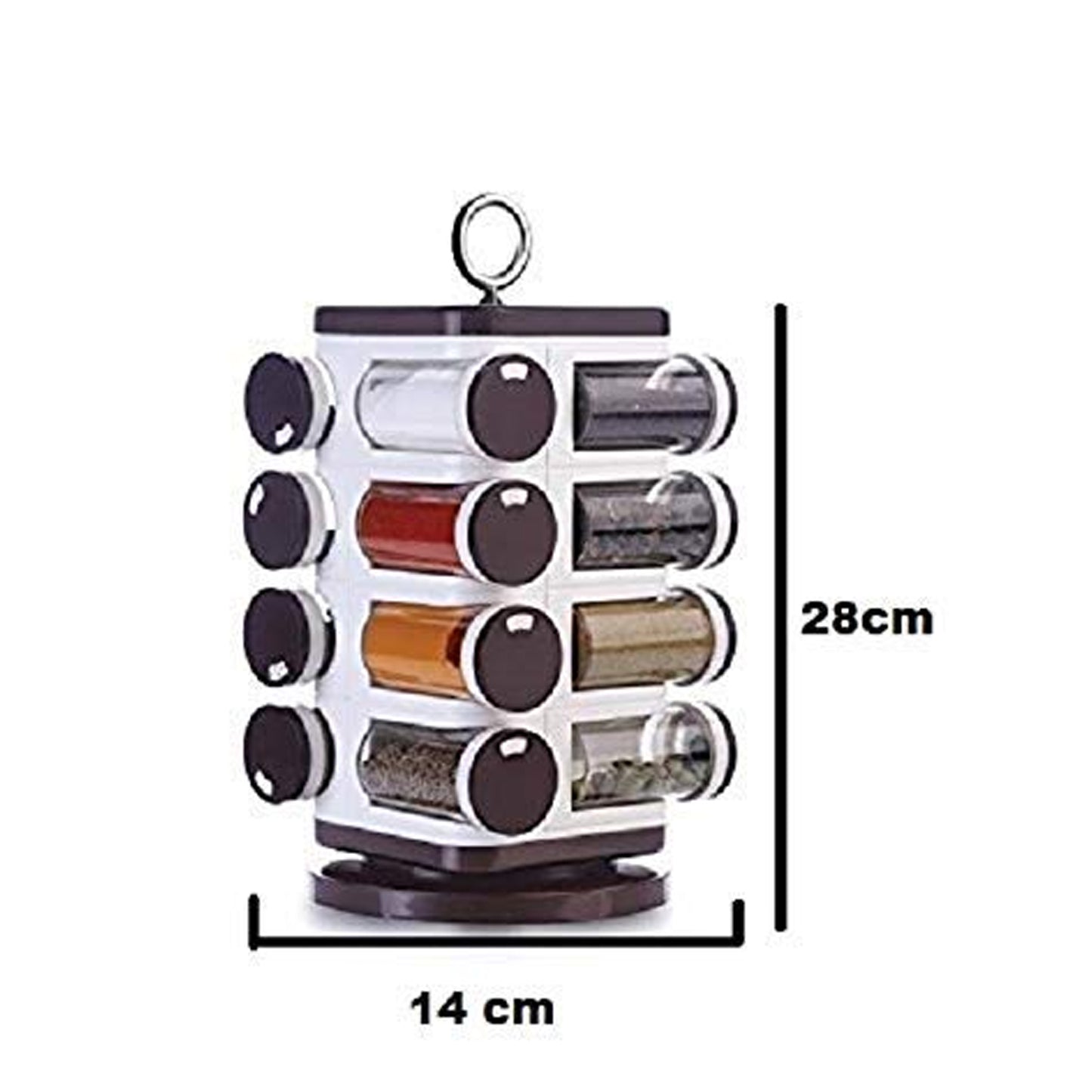 Ganesh Multipurpose Revolving Spice Rack With 16 Pcs Dispenser Each 100 Ml Plastic Spice Abs Material 1 Piece Spice Set 1 Piece Spice Set (Plastic) - LootFaat