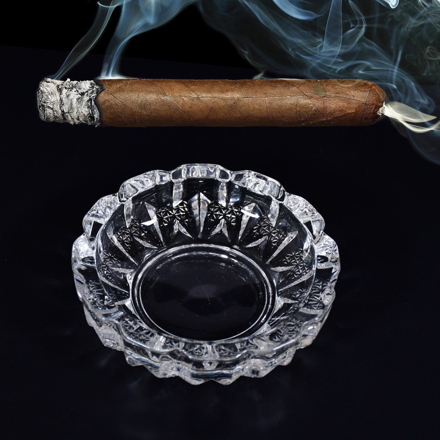 Paricutin Glass Crystal Quality Cigar Cigarette Ashtray Round Tabletop For Home Office Indoor Outdoor Home Decor - LootFaat