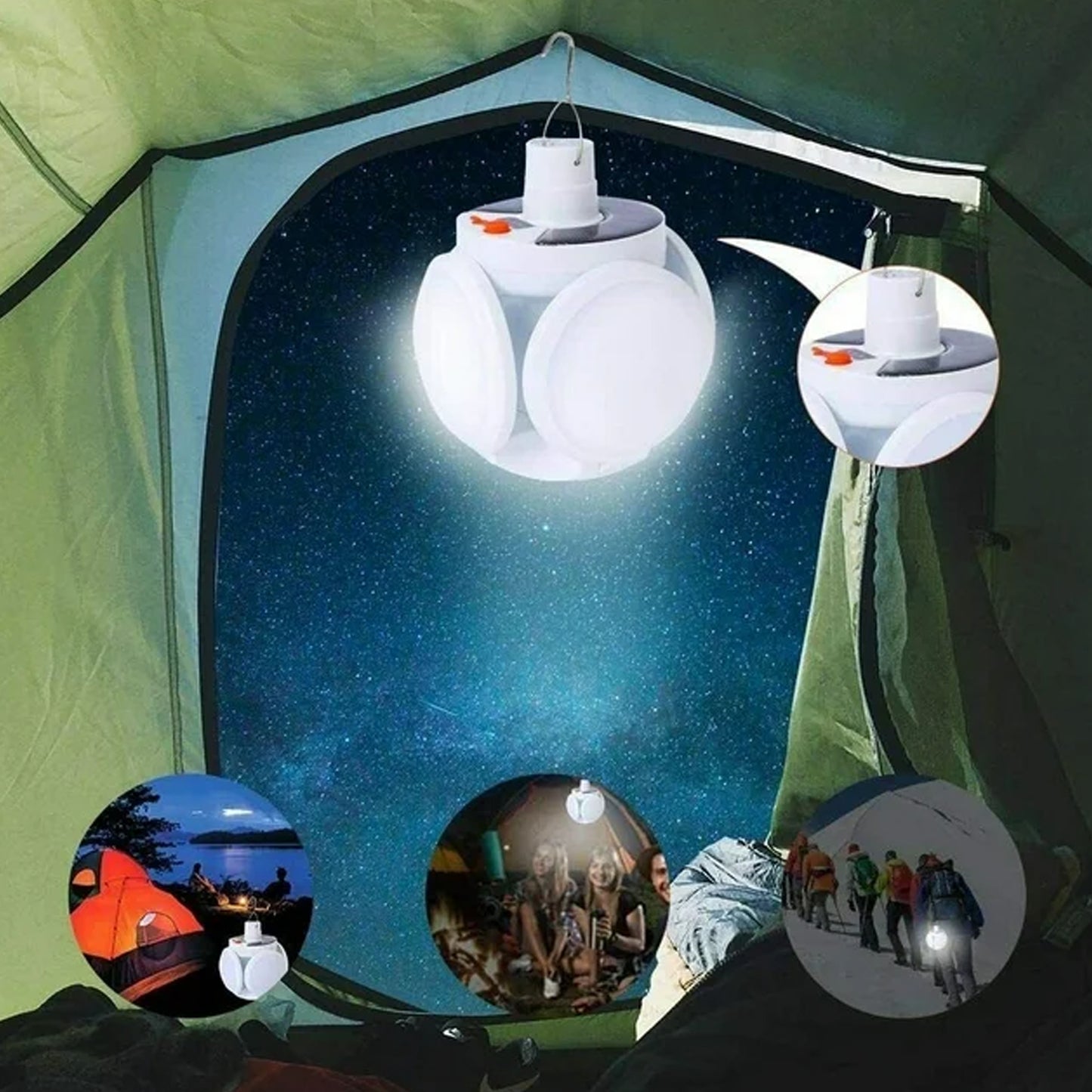 Solar Multi-functional Emergency Led Light Bulb With Usb Charging Led Camping Lamp Camping Lamp Usb Rechargeable 5 Brightness Light Modes Foldable Camping Light Sos Ip65 Waterproof Camping Light Blackout Emergency Equipment Camping Gadgets - LootFaat