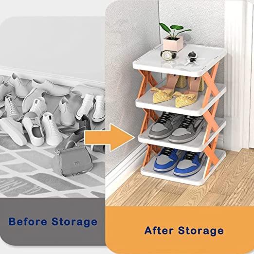 4 Layer Shoes Stand Shoe Tower Rack Suit For Small Spaces Closet Small Entryway Easy Assembly And Stable In Structure Corner Storage Cabinet For Saving Space - LootFaat
