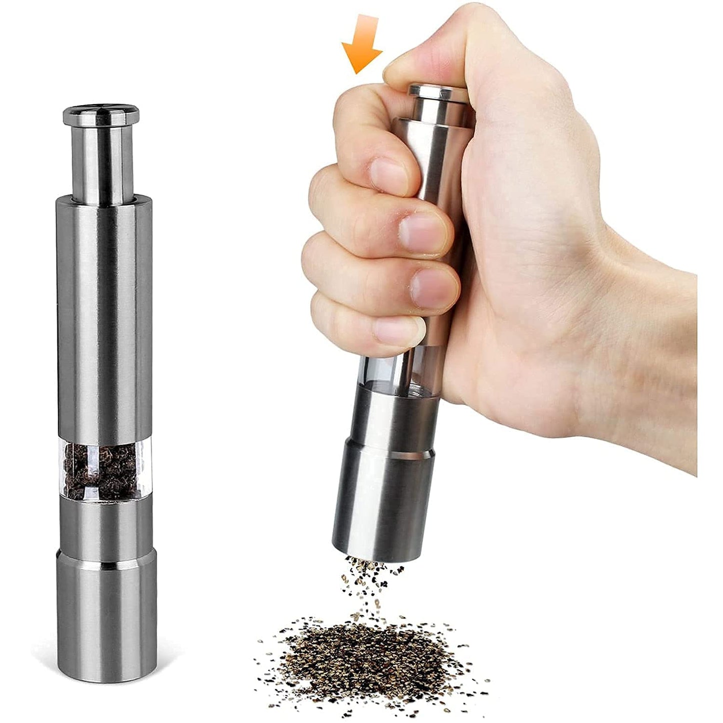 Thumb Press Stainless Steel Salt & Pepper Grinder