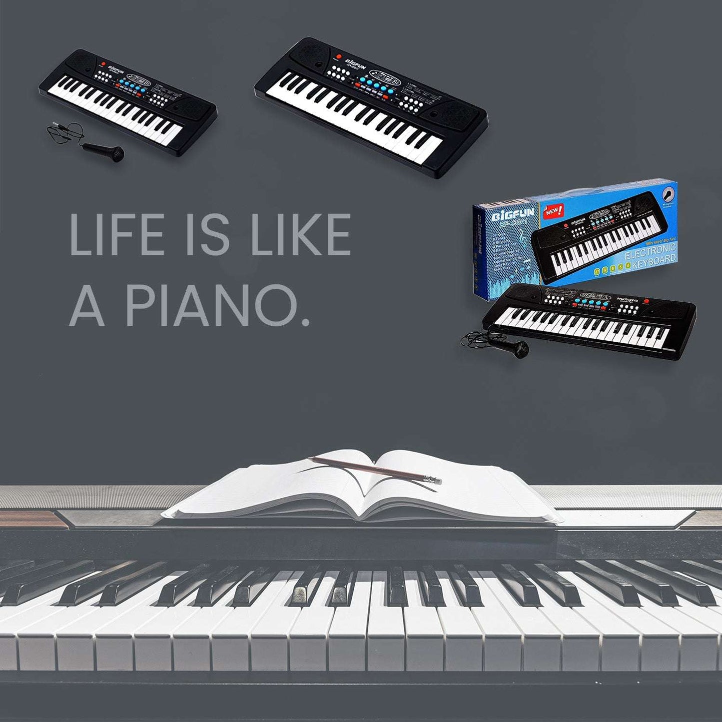 Piano Musical Keyboard With Mic 37 Music Key Keyboard For Kids Toy - LootFaat