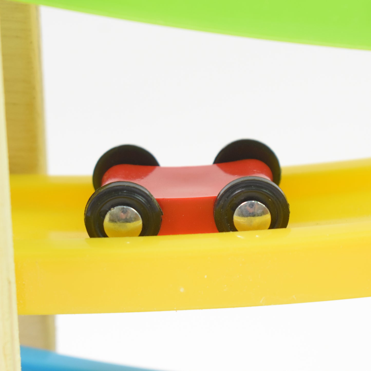 Car Racer Track Play Set Wooden Click Clack Toys With 4 Mini Racers (1 Set) - LootFaat