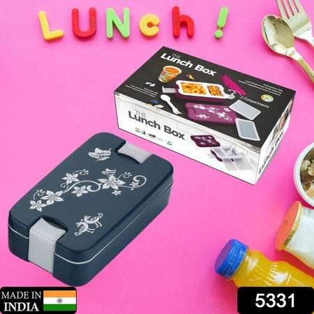 Airtight Lunch Box 2 Compartment Lunch Box Leak Proof Food Grade Material Lunch Box Modern Appearance Compact Lunch Box With Spoon - LootFaat