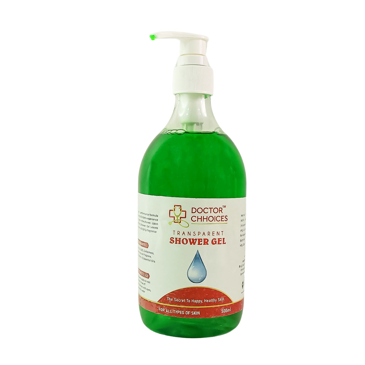 Doctor Chhoices Choices Transparent Shower Gel 500ml Bottle With Pump Dispenser