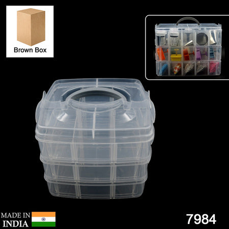 18 Grid 3 Layer Box Clear Plastic Organizer Jewelry Storage Box With Adjustable Dividers Transparent Organizer Box For Earring Fishing Hooks (18 Grids Plastic Storage Box) - LootFaat