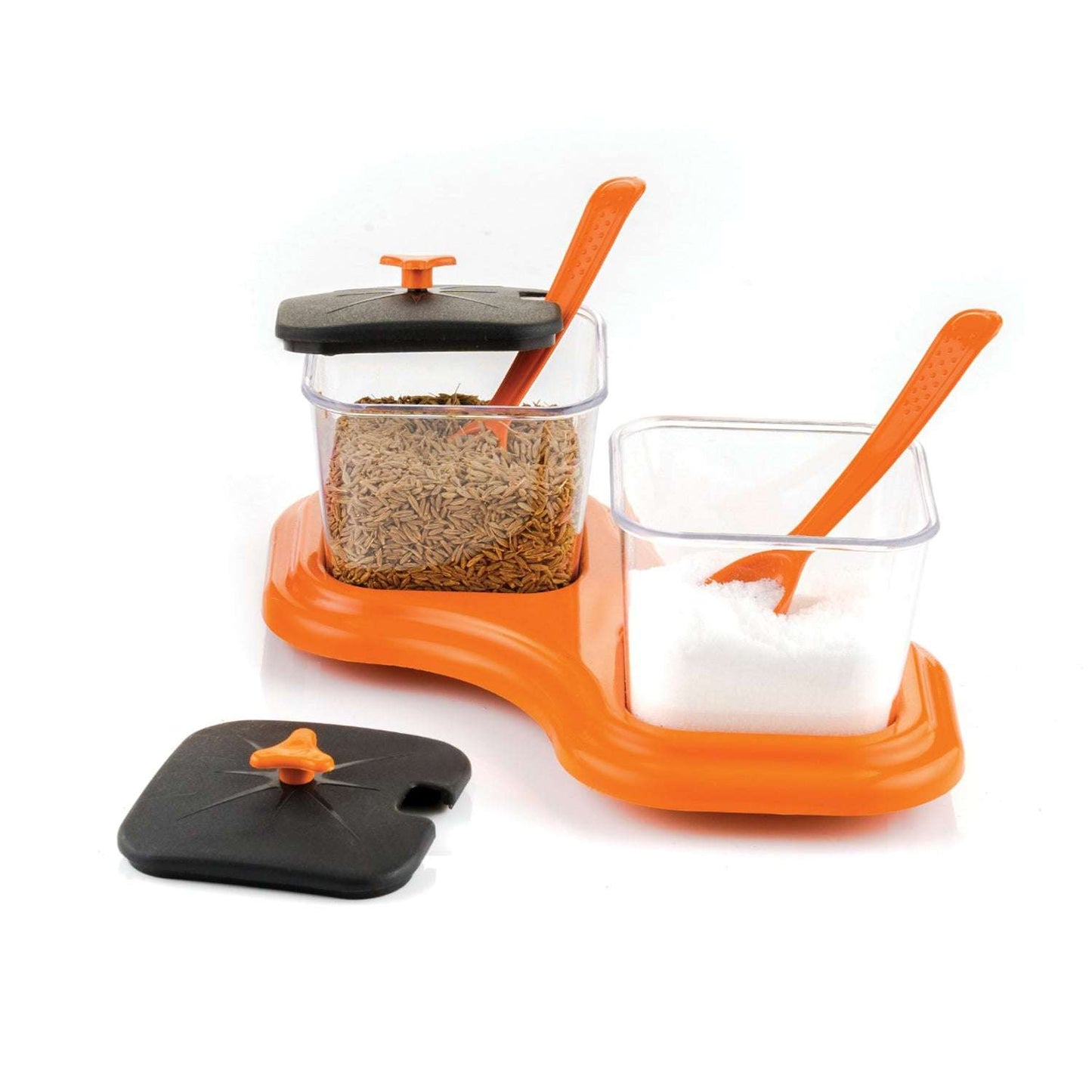 Dining Table Stand 2 Pcs Pickle Jar Spice Tray Spoons Virgin Plastic Kitchen Storage Container Serving Salt Pepper Sauces Chutney Masala Mukhwas Aachar - LootFaat
