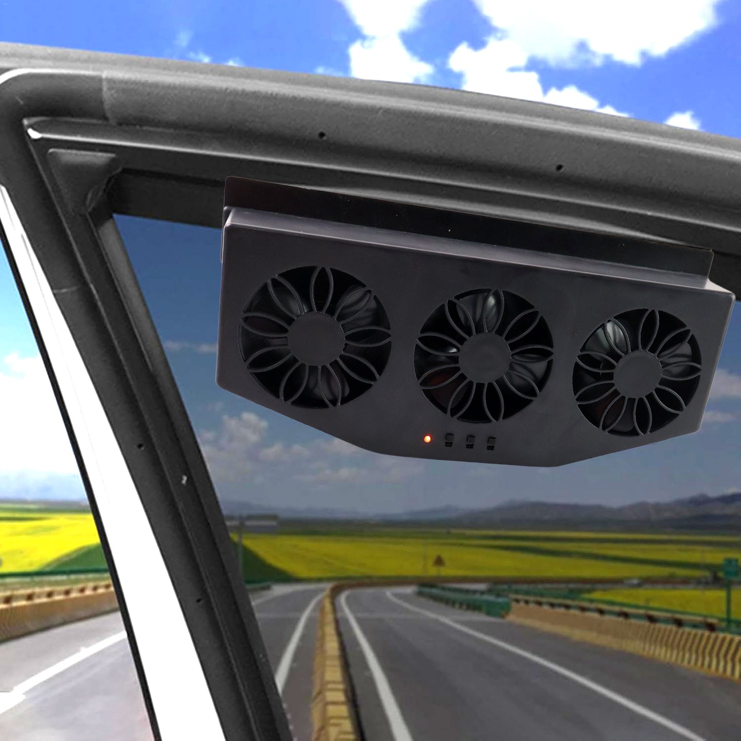 Triple Fan Solar Car Exhaust Fan - Auto Cooling Ventilation System