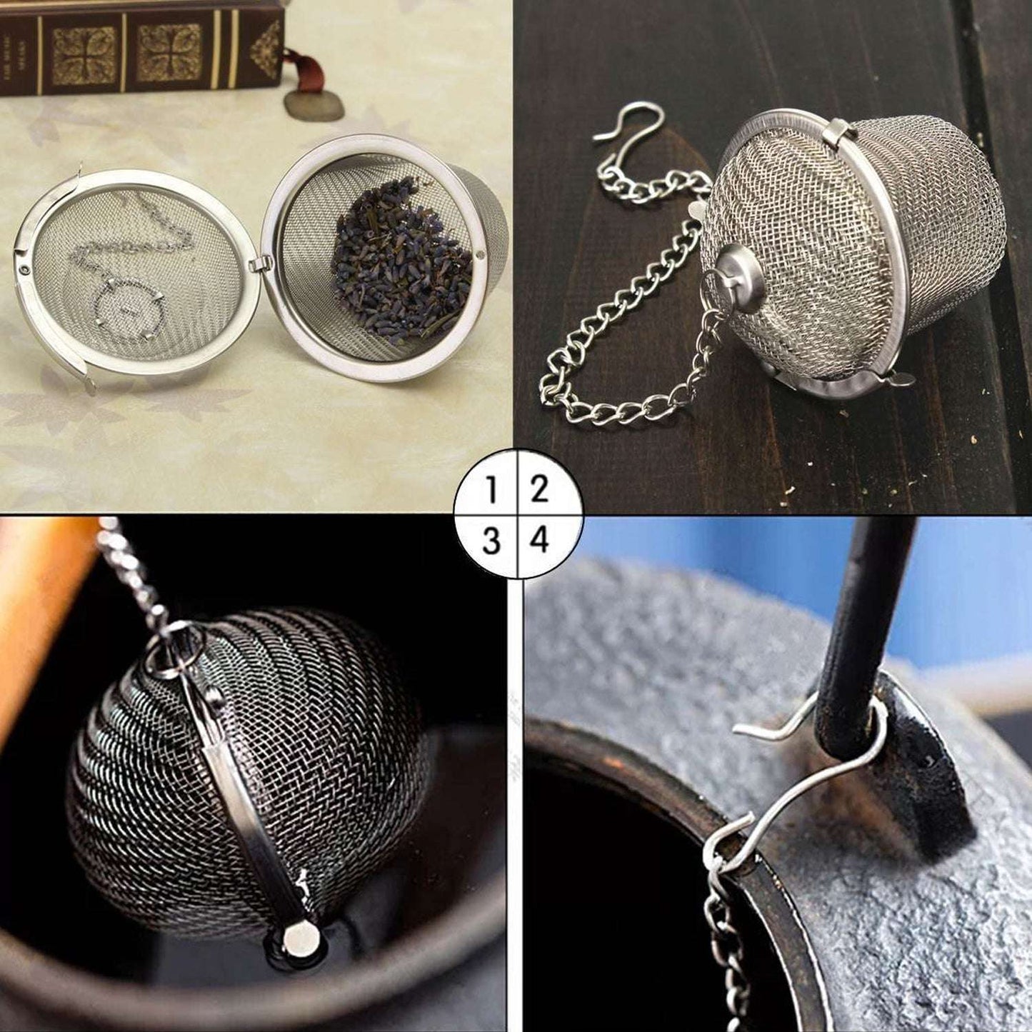 Stainless Steel Spice Tea Filter Herbs Locking Infuser Mesh Ball - LootFaat