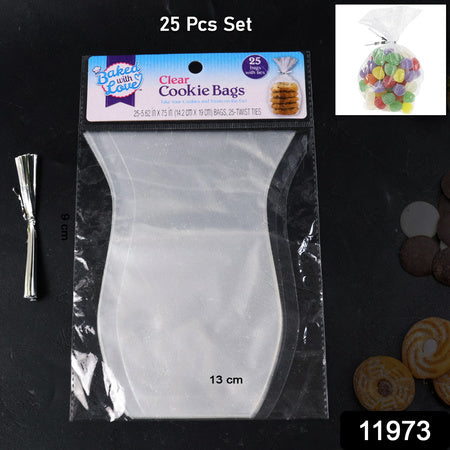 Clear Cookie Bags Gift Bag Clear Flat Treat Bags (25 Pcs Set) - LootFaat