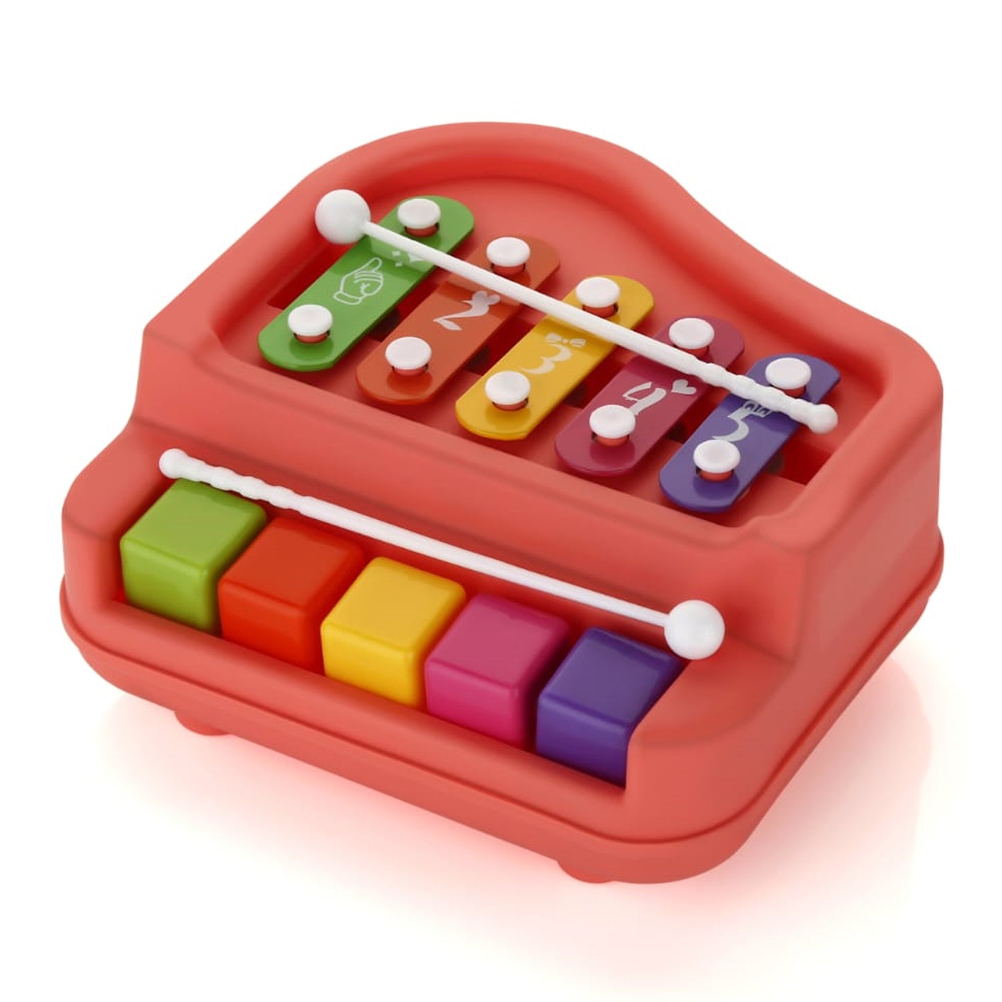2 In 1 Baby Piano Xylophone Toy For Toddlers 5 Multicolored Key Keyboard Xylophone Piano Preschool Educational Musical Learning Instruments Toy For Baby Kids Girls Boys 3+ Years(1 Pc) - LootFaat