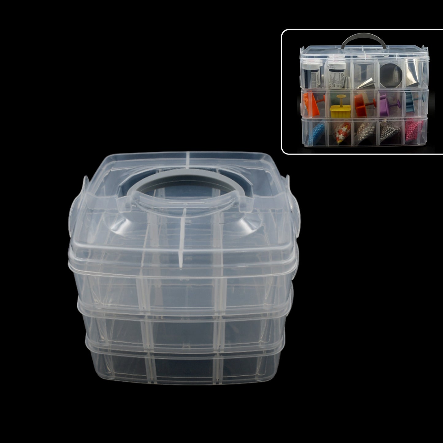 18 Grid 3 Layer Box Clear Plastic Organizer Jewelry Storage Box With Adjustable Dividers Transparent Organizer Box For Earring Fishing Hooks (18 Grids Plastic Storage Box) - LootFaat