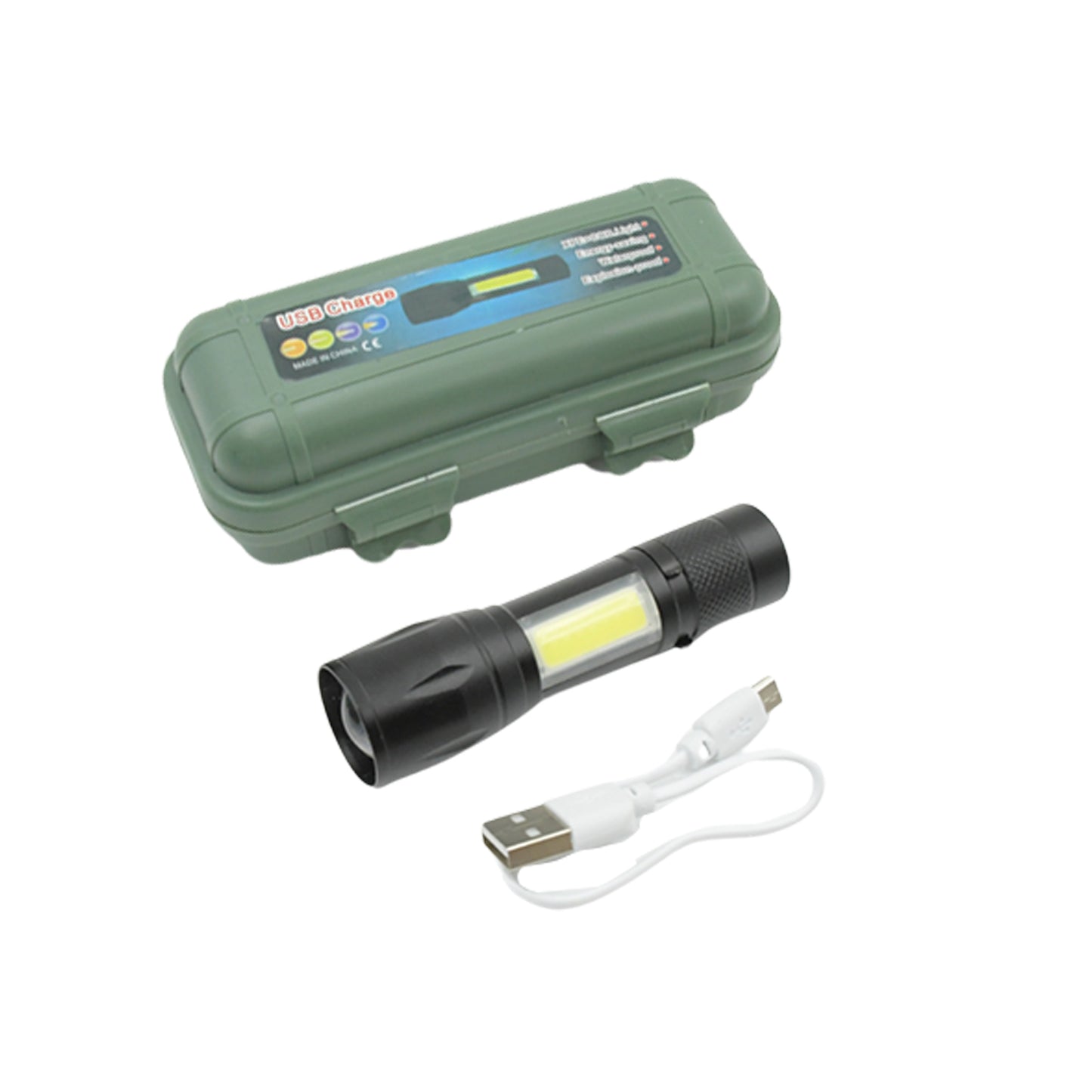 Led Flashlight Rechargeable Usb Mini Torch Ultra Brightest Zoom Flash Light Handheld Pocket Compact Portable Tiny Lamp With Cob Side Lantern High Power Tactical Travel Emergency Flashlights - LootFaat