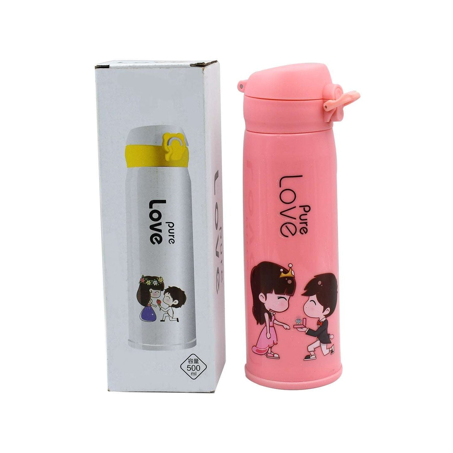 Pure Love Outdoor Sport Water Bottle 500ml Leak Proof Bpa-free For Travel Cold And Hot Water Glass Water Bottle With Daily Water Intake For Gym And Children Fridge For Home Office School (Moq - 80 Pc) - LootFaat