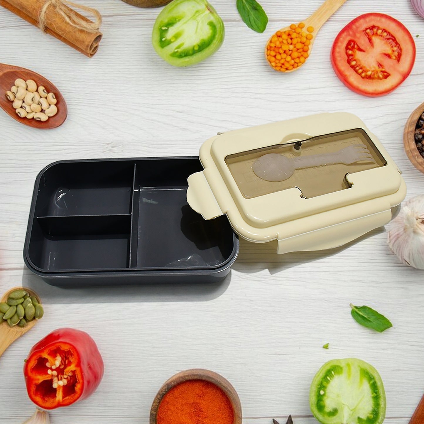 Lunch Box Flex Lock Plastic Liner Lunch Container Portable Tableware Set For Kid Adult Student Children Keep Food Warm - LootFaat