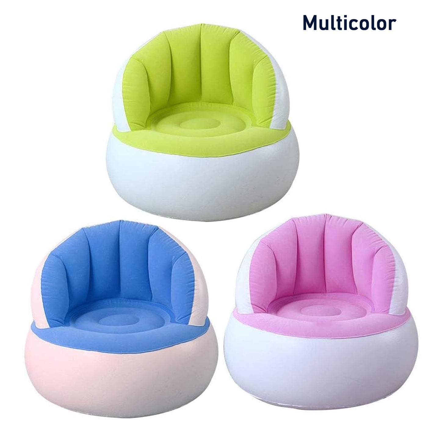Kids Inflatable Sofa Chair With Backrest Foot Air Pump With Hose (1 Set 85x74 Cm Approx) - LootFaat