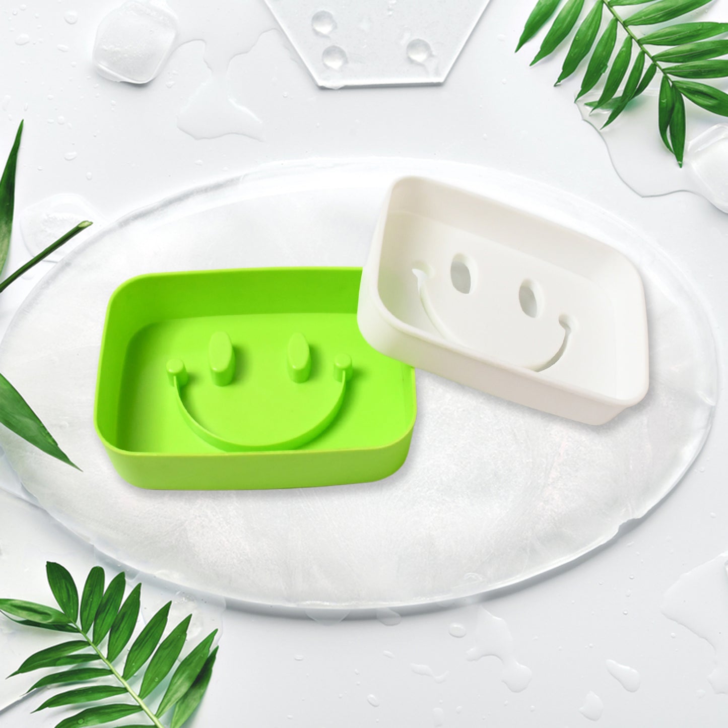 Portable Travel Home Box Cute Cartoons Smile Face Container Draining Holder Soap Dish - LootFaat