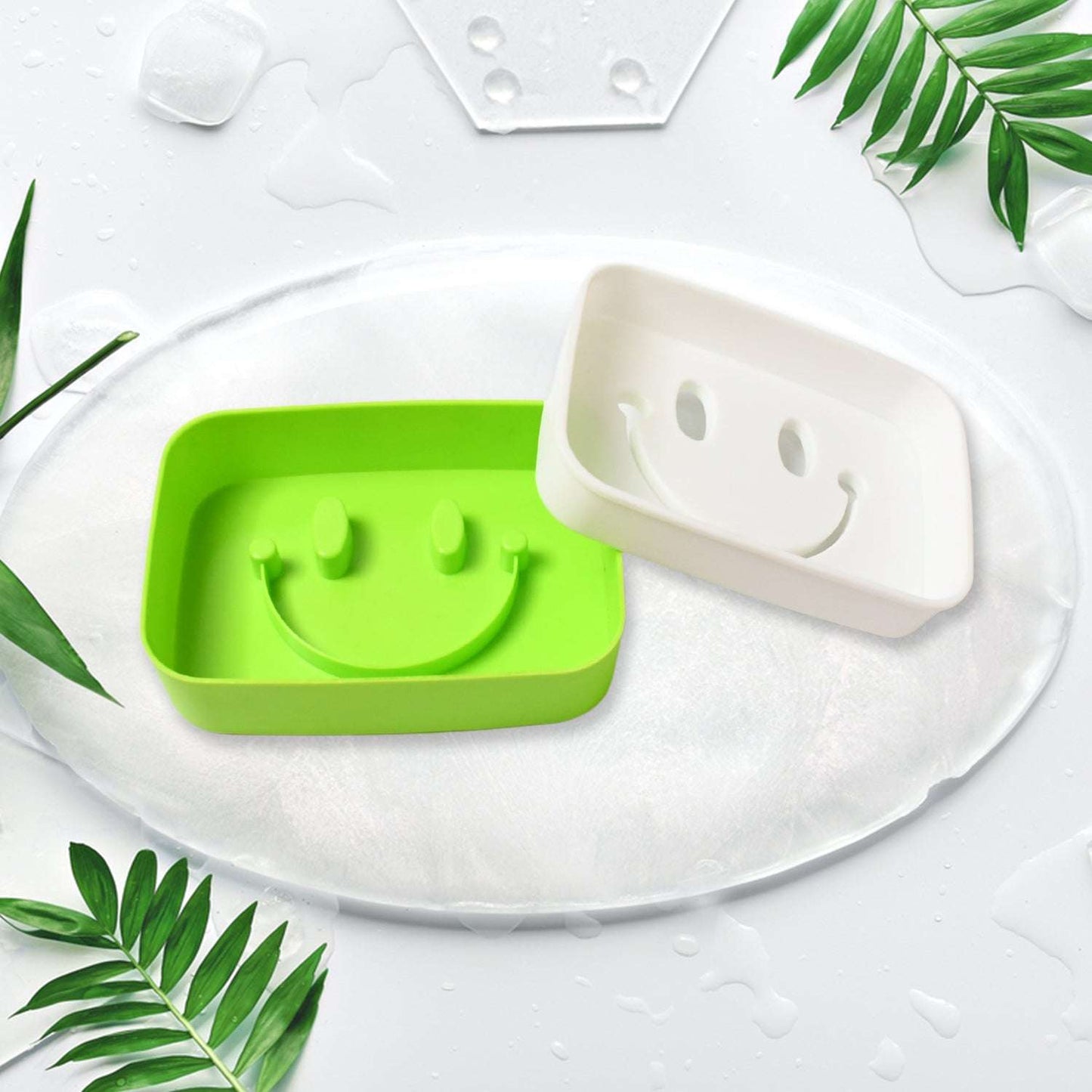 Portable Travel Home Box Cute Cartoons Smile Face Container Draining Holder Soap Dish - LootFaat