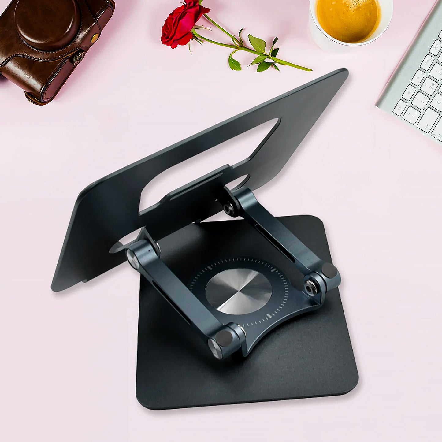 Aluminum Alloy 360rotating Bracket Adjustable Laptop Stand Portable Foldable Ergonomic Laptop Support - LootFaat