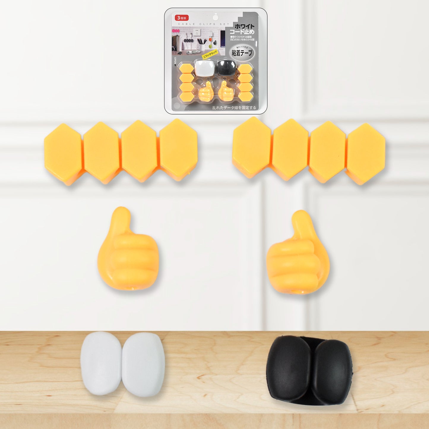 Self Adhesive Hooks For Cable Clips Desktop Cable Organizer (6 Pcs Set Mix Design) - LootFaat
