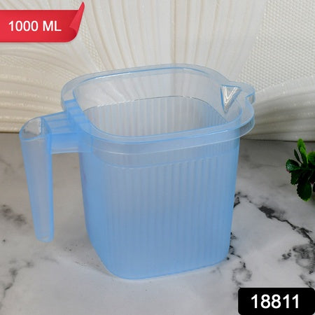 Plastic Square Transparent Bath Water Mug (1 Pc 1000 Ml Mix Color) - LootFaat