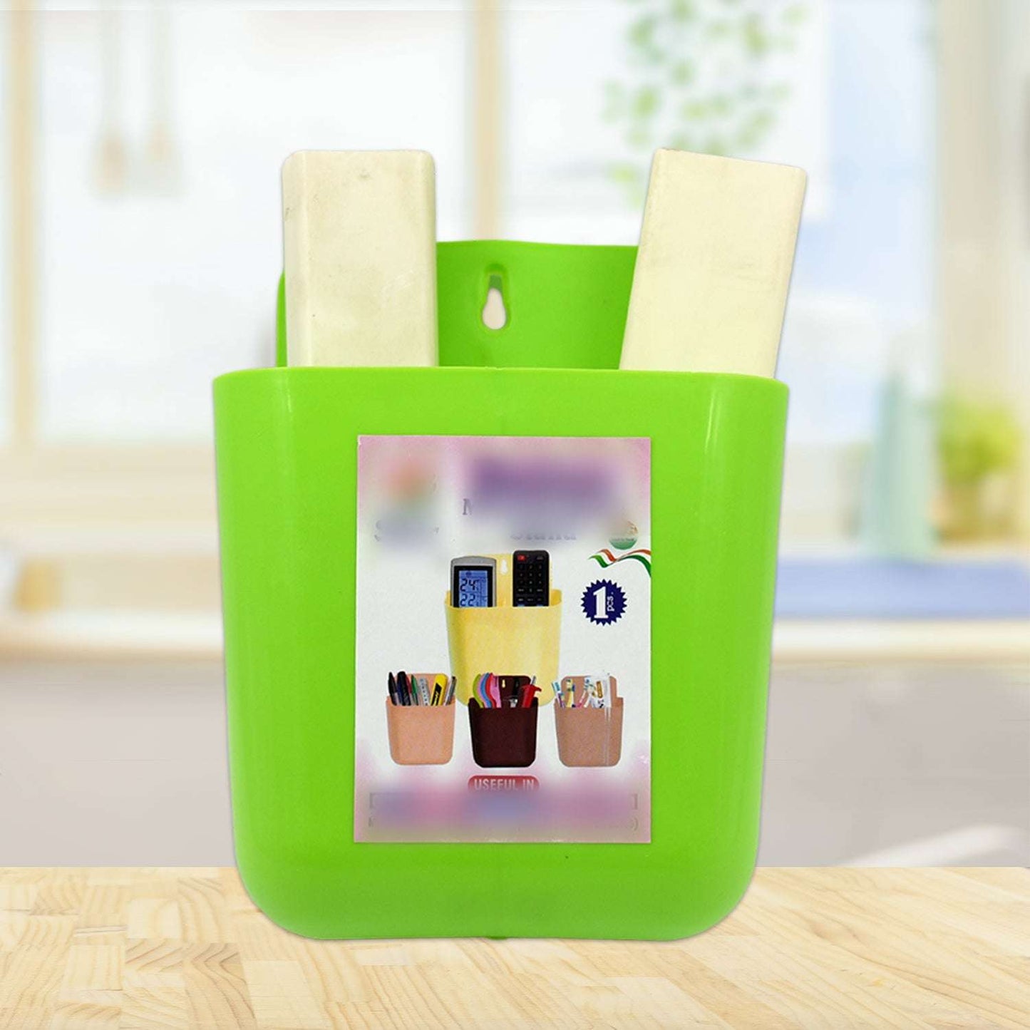 Multipurpose Wall Holder Mobile Holder Stationary Storage Bathroom Accessories Remote Holder Makeup Brush Holder Useful In Office Kitchen Drawing Room 2 Section Stand (1 Pc ) - LootFaat