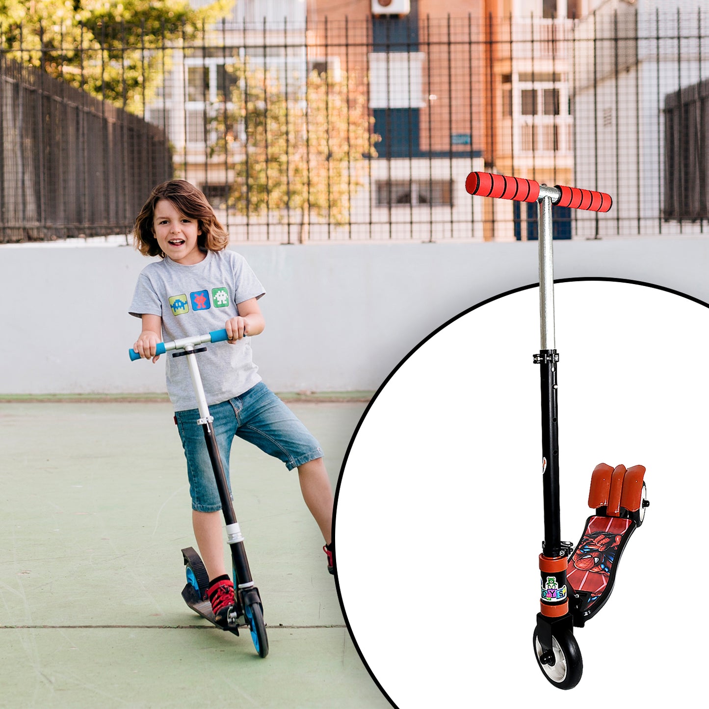 Foldable Kids Scooter - 3 Wheel Ride On with Adjustable Height
