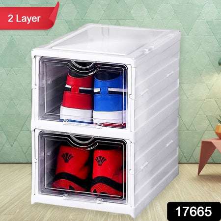 Stackable Multifunctional Storage For Clothes Foldable Drawer Shelf Basket Utility Cart Rack Storage Organizer Cart For Kitchen Pantry Closet Bedroom Bathroom Laundry (2 Layer 1 Pc) - LootFaat