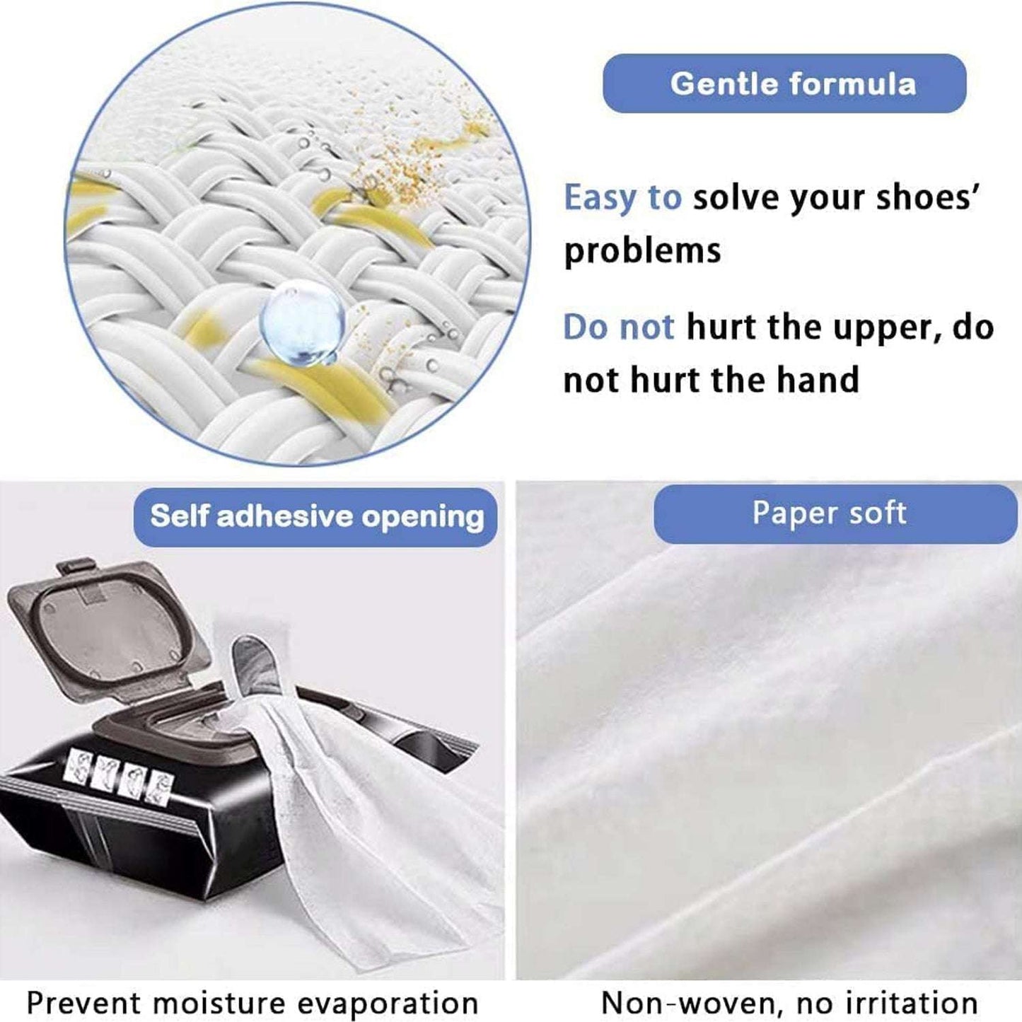 Shoe Cleaning Wet Wipes Fast Scrubbing Shoes Cleaning Tissue Sneakers Non-woven Detergent Quick Wipes Disposable Travel Portable Removes Dirt Stains - LootFaat