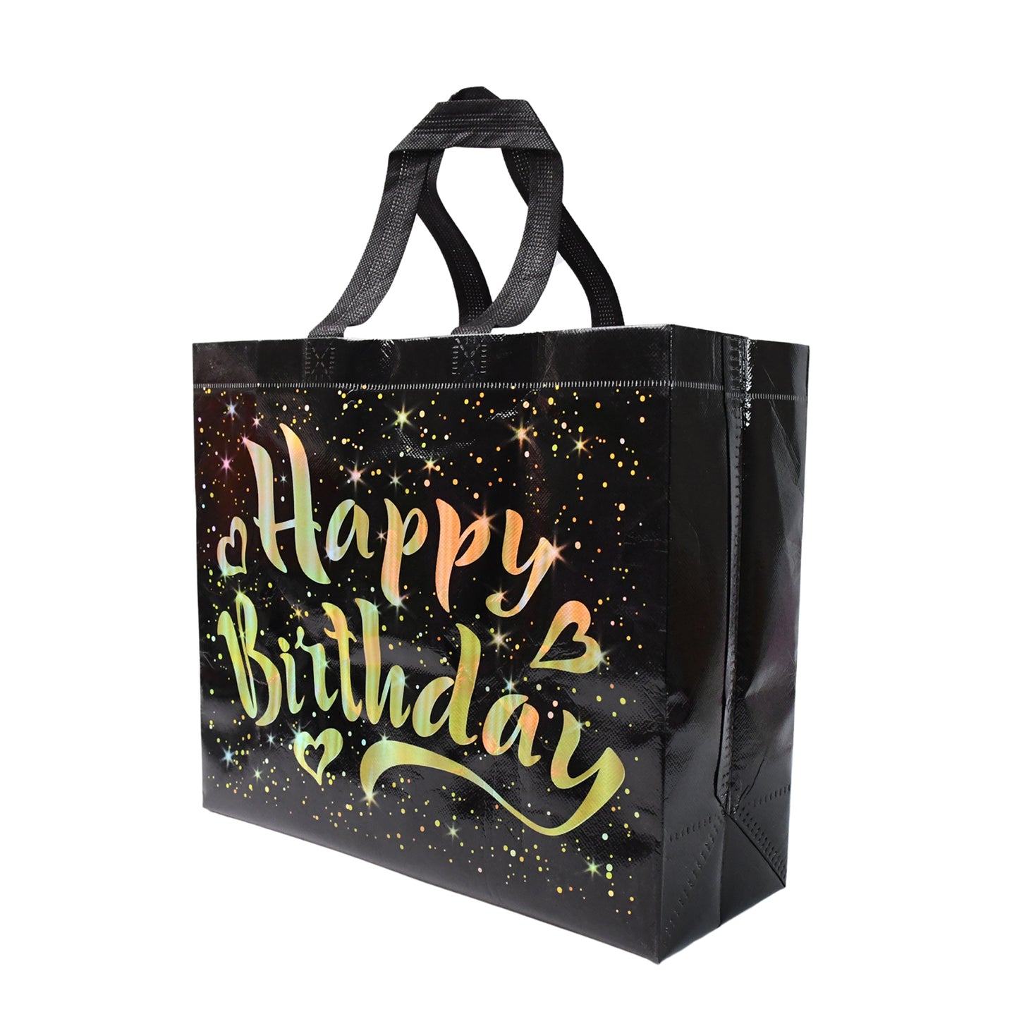 Birthday Gift Bag With Gold Shiny Stars Reusable Party Gift Bags (1 Pc) - LootFaat