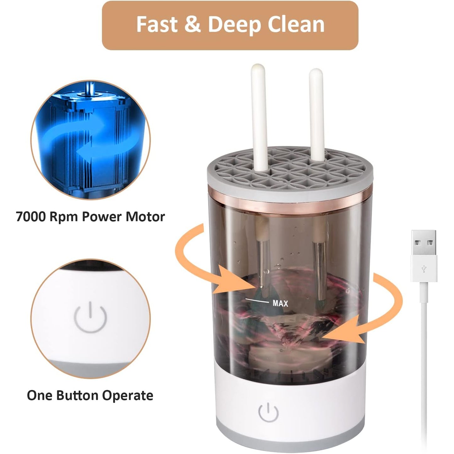 Automatic Makeup Brush Cleaner Fast Electric Brush Cleaner Hand Free Machine Super Clean Brush Washer Brushes Organizer Tool (1 Pc) - LootFaat
