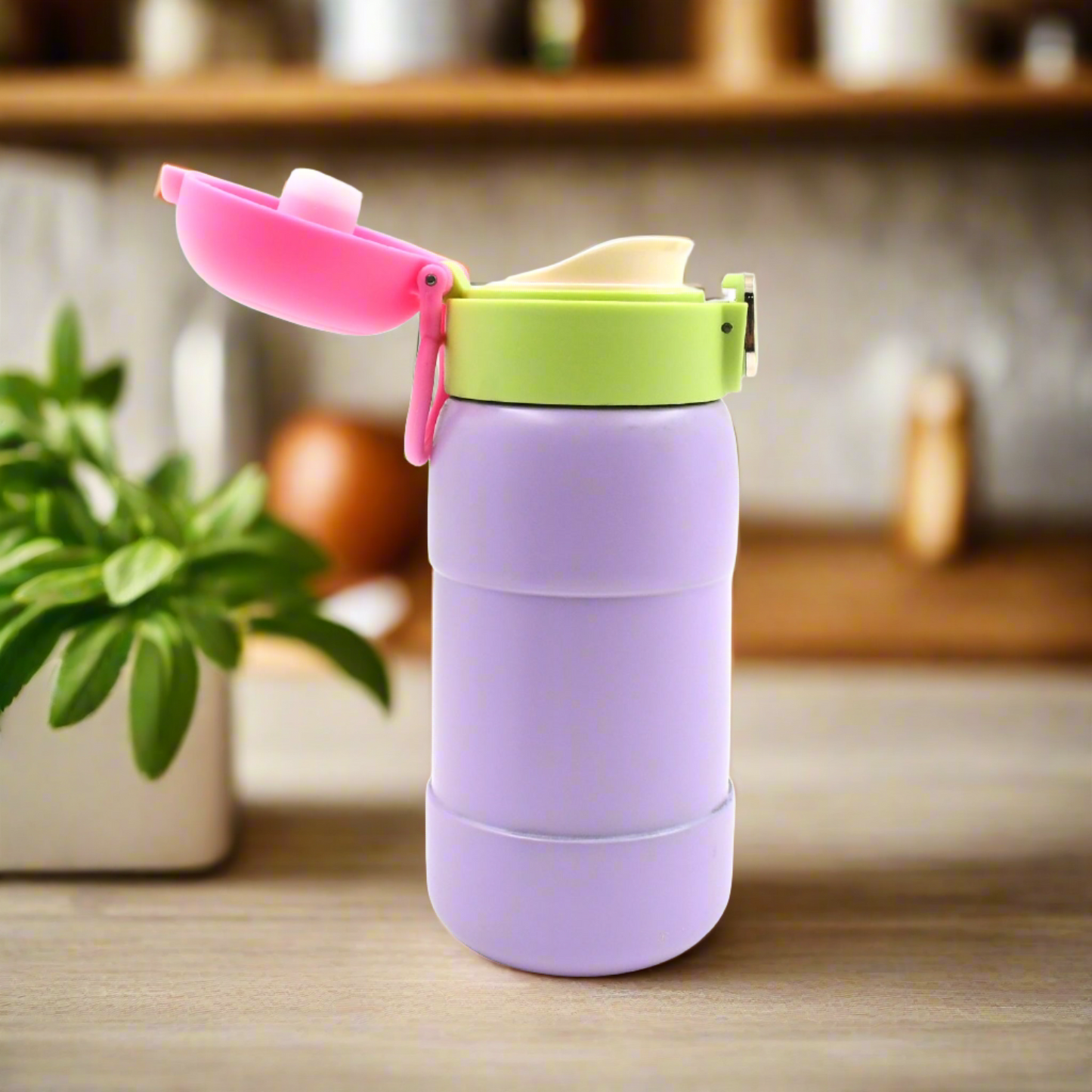 Duckstainless Steel Water Bottle For Kids Adults Steel Flask Metal Thermos Spill Proof Cap Closure Bpa Free For School Home Office Drinkware 400 Ml - LootFaat