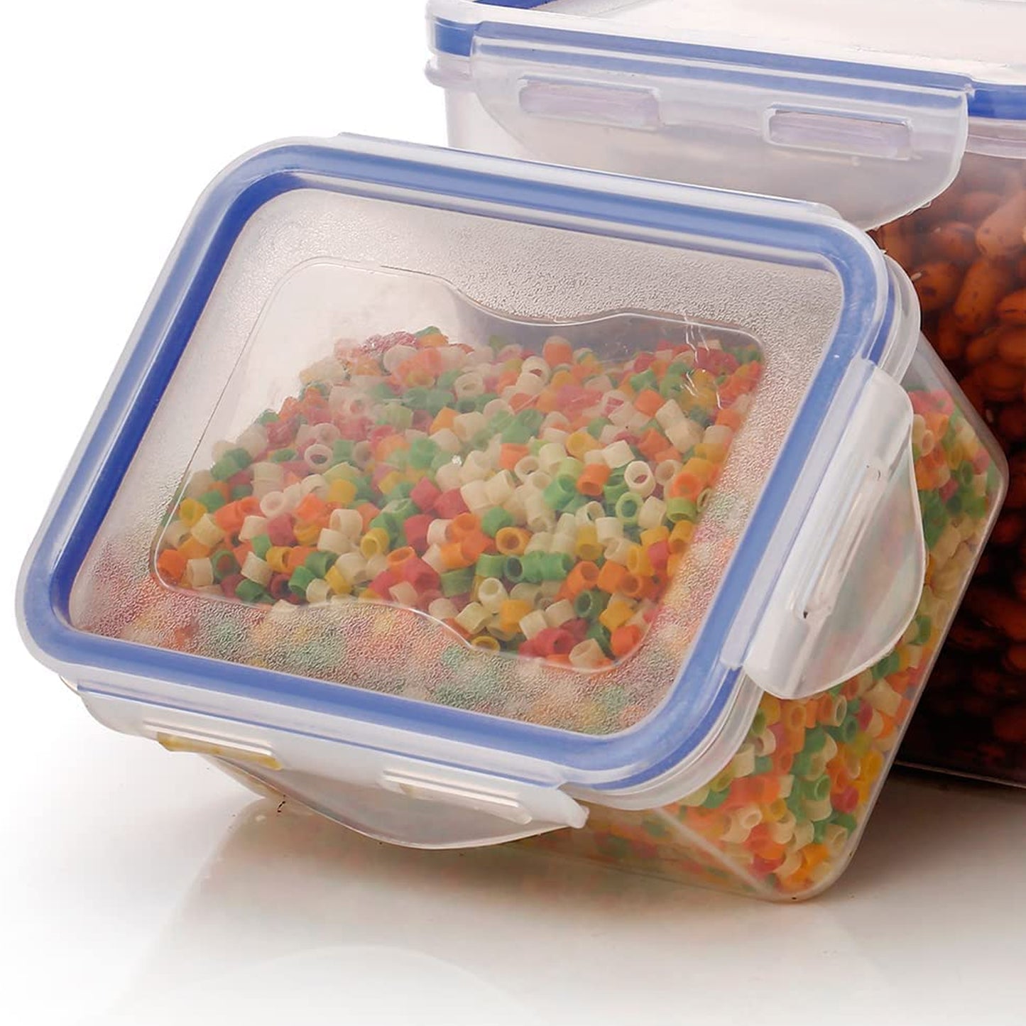 Rectangle Abs Airtight Food Storage Containers With Leak Proof Locking Lid Storage Container Set Of 3 Pc (Approx Capacity 500ml1000ml1500ml Transparent) - LootFaat