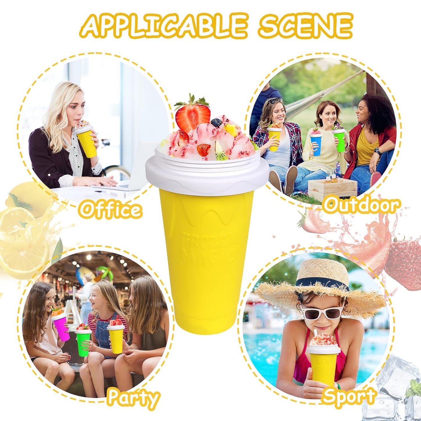 Smoothies Maker Cup Magic Quick Frozen Smoothies Cup Cooling Cup Double Layer Squeeze Cup Slushy Maker (1 Pc) - LootFaat