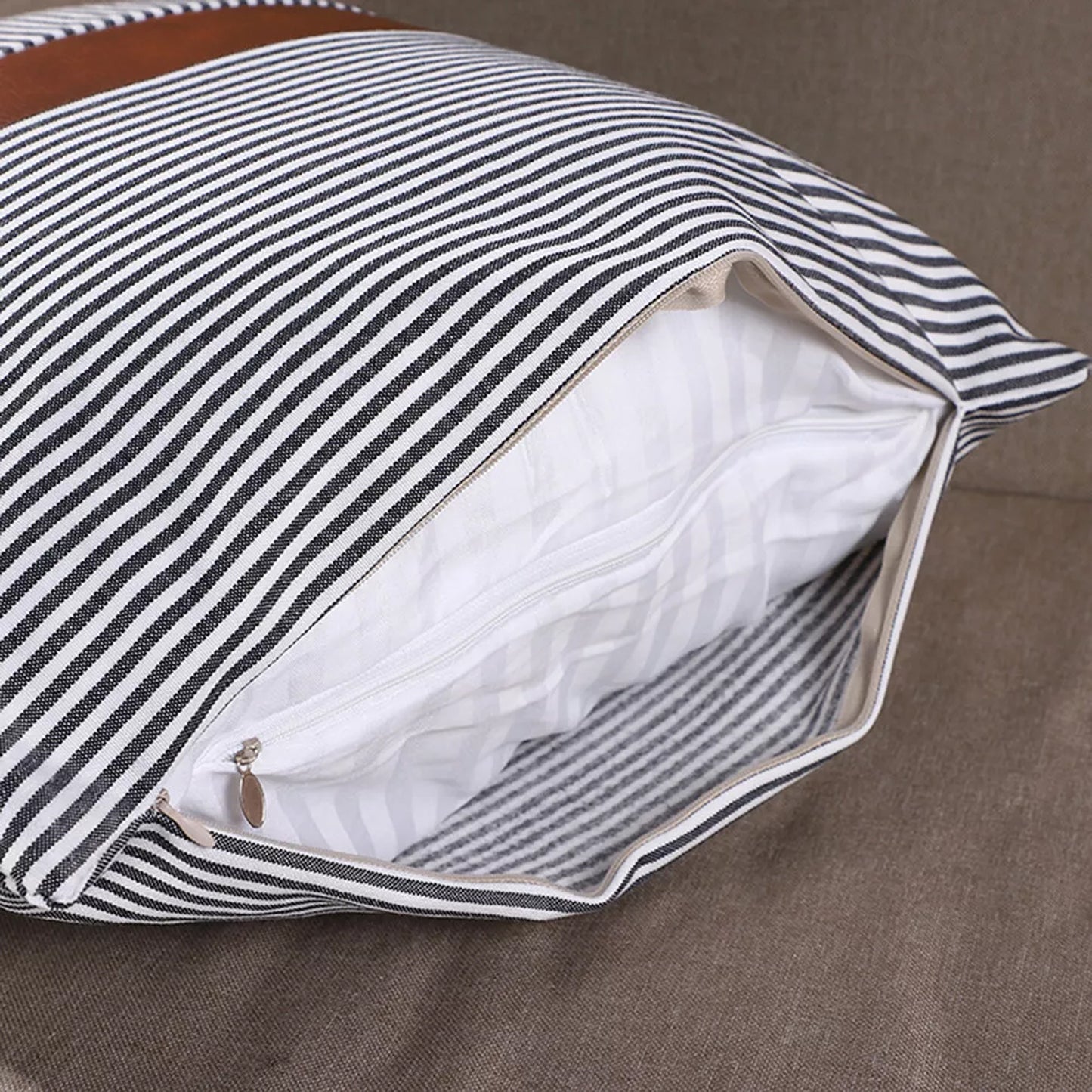 Pillow Covers Leather Cotton Cushion Covers (16 16 Inch 1 Pair 2 Pc) - LootFaat
