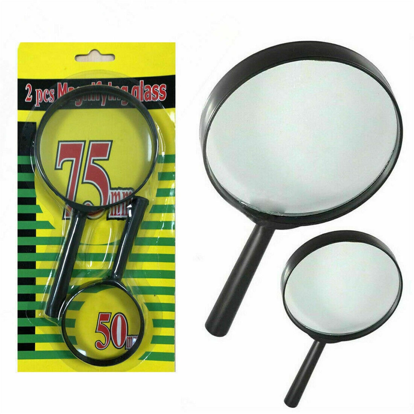 Magnifying Glass Lens - Reading Aid Made Of Glass - Real Glass Magnifying Glass That Can Be Used On Both Sides - Glass Breakage-proof Magnifying Glass Protect Eyes 75mm 50mm (2pc Set) - LootFaat