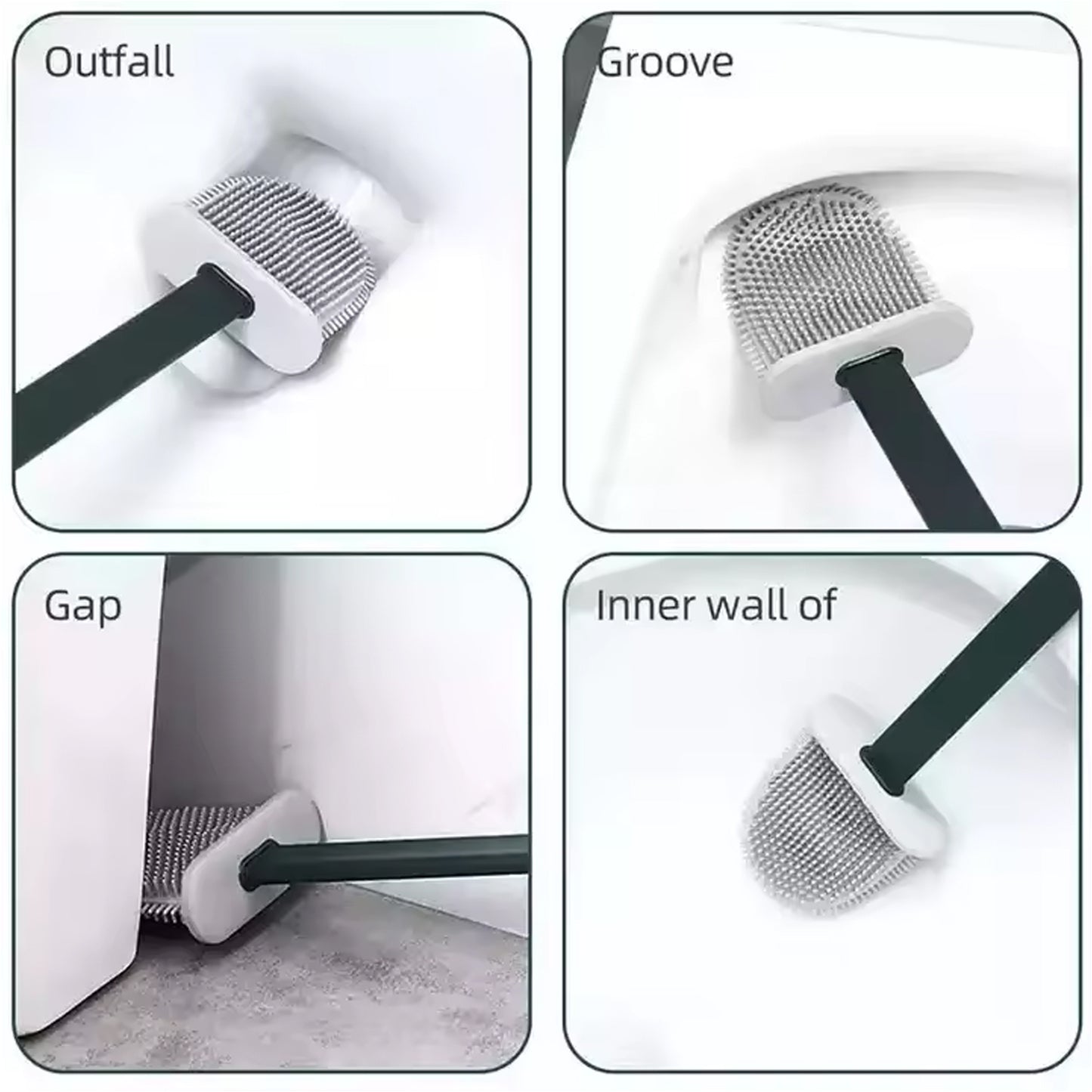 Portable Silicone Toilet Brush With Holder Flex Toilet Brush - Wall Mounted Anti-drip Set Toilet Cleaner Brush Non-slip Long Handle Toilet Brush Pack Of 1 - LootFaat